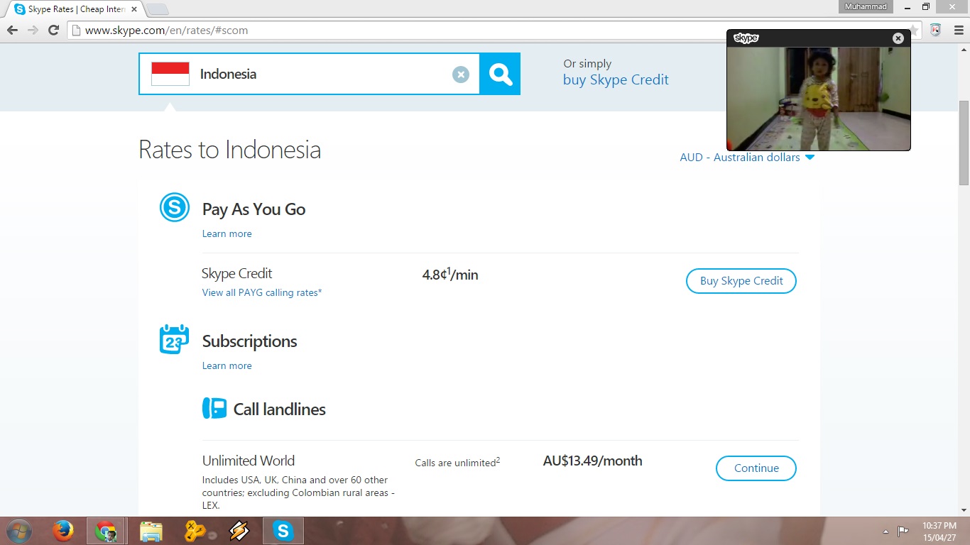 Telepon Irit ke Indonesia dari Australia – Skype  ngafifi 
